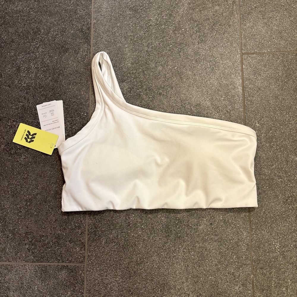 All In Motion Asymmetrical One Shoulder Bra Womens L White  Brushed Sculpt NWT